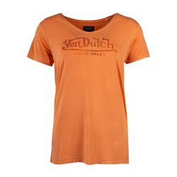 Tee shirt mc col v fluide et logo strass vd/2/tvc/roon/n Femme VON DUTCH