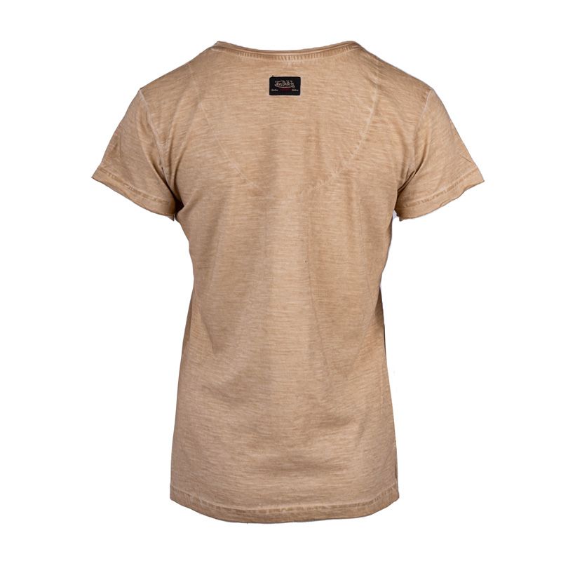 Tee shirt mc col v strass ton sur ton devant vd/2/tvc/oasis/be Femme VON DUTCH