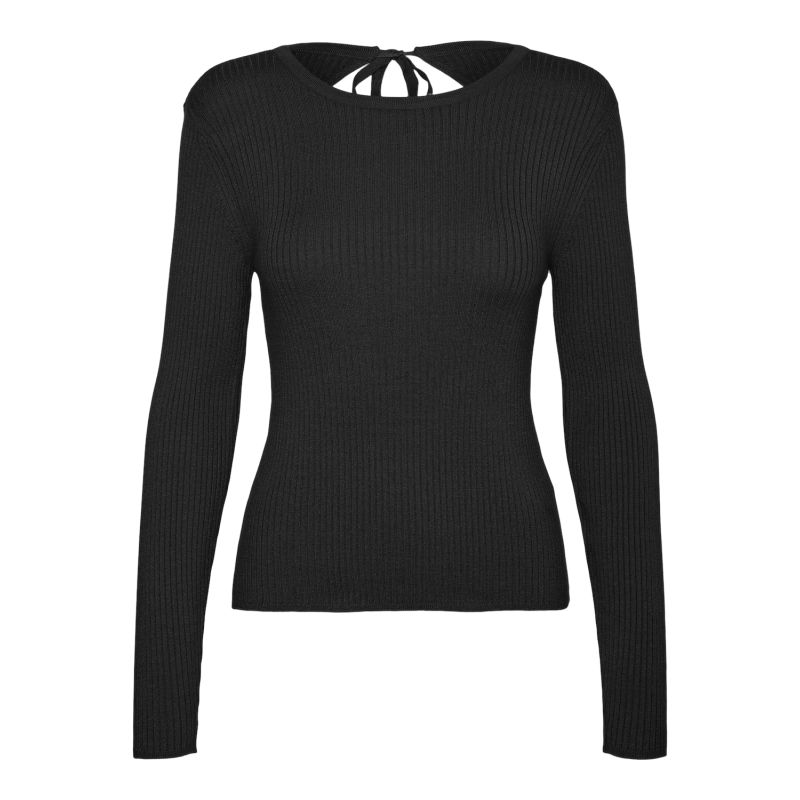 Pull black vmhollykaris ls tie back pullover ga boo 10310575 4119 Femme VERO MODA