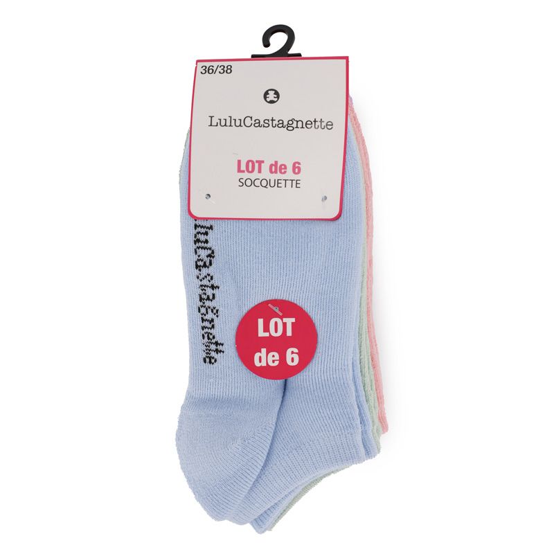 Lot de 6 socquettes pepita t 36/38 - 39/41 Femme LULU CASTAGNETTE