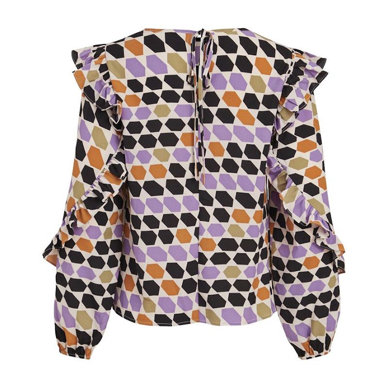 Haut ml vifisker l/s frill top /rx 14079871 Femme VILA