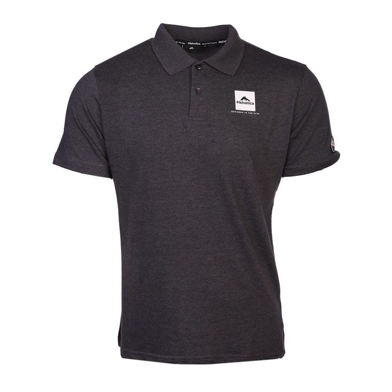 Polo dark grey manche courte avec logo 14 azul Homme HELVETICA