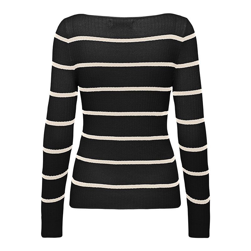Pull black onlibi ls rib boatneck 15324644 Femme ONLY