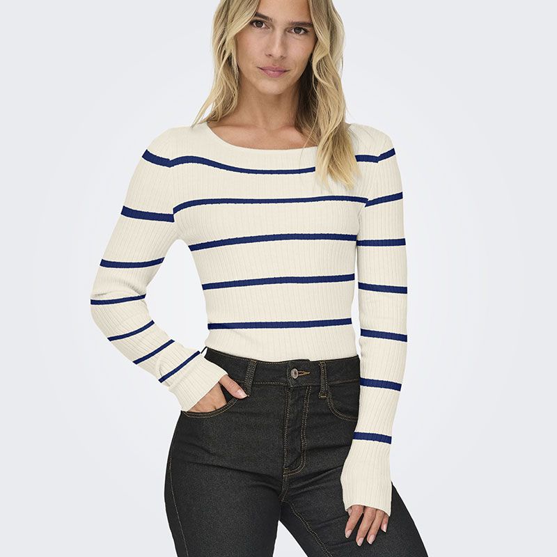 Pull black onlibi ls rib boatneck 15324644 Femme ONLY