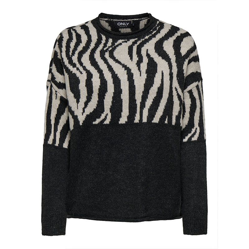 Pull ml pirate black onljade zebra ls o-neck 15324454 Femme ONLY