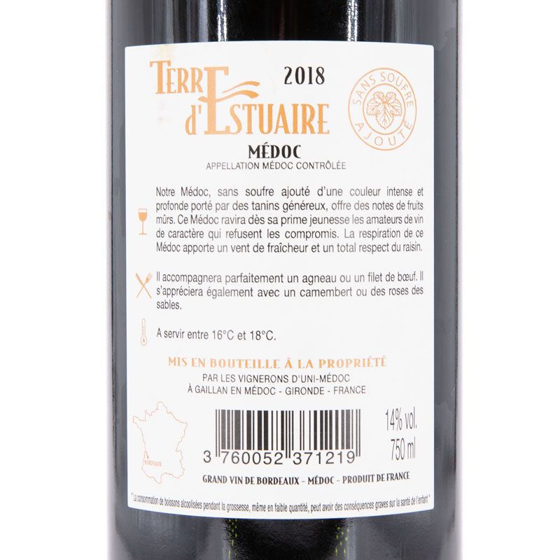 Aoc medoc terre d'estuaire rouge 75cl 2018 Mixte TERRE D ESTUAIRE