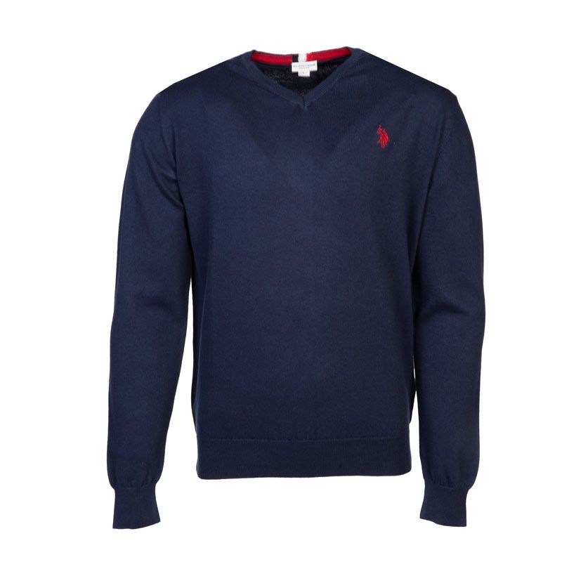 Pull fin ml rouge col v 62825 Homme US POLO