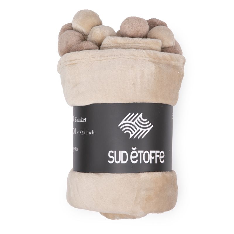 Plaid velours 130x170 taupe a49212 Mixte SUD ETOFFE