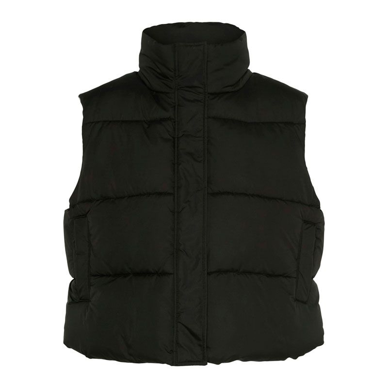 Doudoune sans manche pcbee high neck cropped puffer vest mm black 1715 Femme PIECES