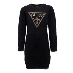 Robe pull logo brodé doré en maille col rond Enfant GUESS