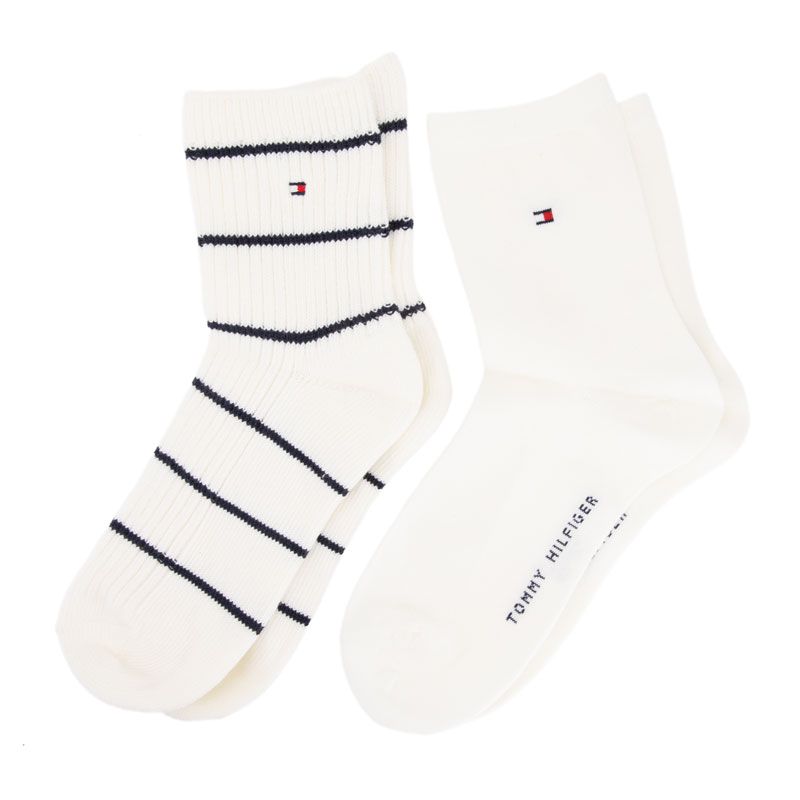Chaussette th femme off white short sock 2p breton str, 35/42 Femme TOMMY HILFIGER