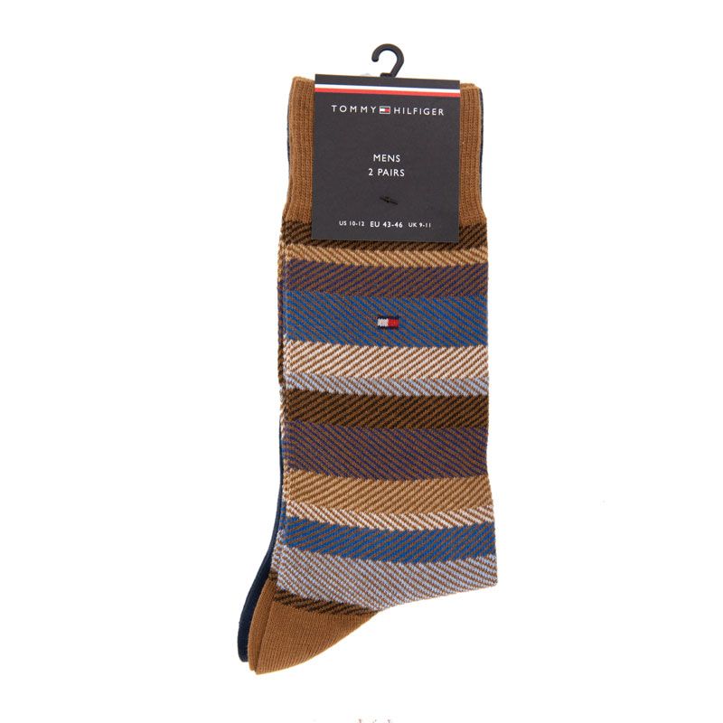 Chaussette th hommekaki sock 2p herringbone stripe, 39/46 Homme TOMMY HILFIGER