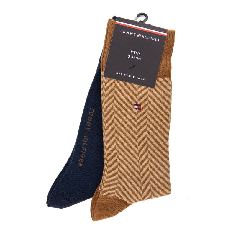 Chaussette th homme dark green sock 2p irregular herringb, 39/46 Homme TOMMY HILFIGER