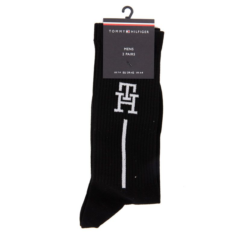 Chaussette th homme black/whitesock 2p monogram, 39/46 Homme TOMMY HILFIGER