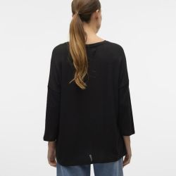 Pull noir oversize en maille manches 3/4 Brianna Femme VERO MODA Pull noir oversize en maille manches 3/4 Brianna Femme VERO MODA