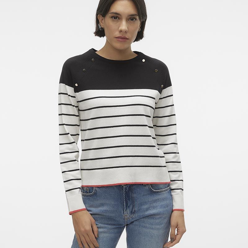 Pull ml o-neck raglan vmalma snow white 10300043 4235 Femme VERO MODA