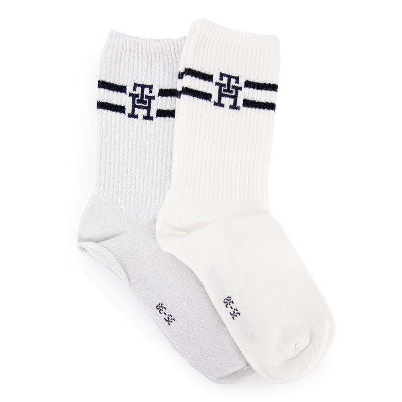 Chaussette th femme off white sock 2p monogram, 35/38 Femme TOMMY HILFIGER