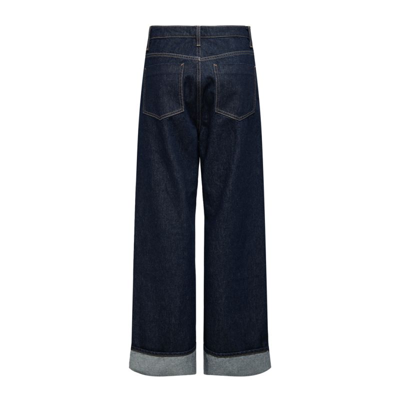 Jeans onlhope wide fold up dark blue denim 15347095 4353 Femme ONLY