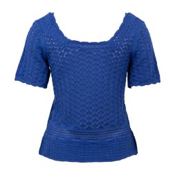 MS MODE Chemisier Blouse rayée avec strass - Bleu Bleu Bleu - Grandes tailles - 37.99