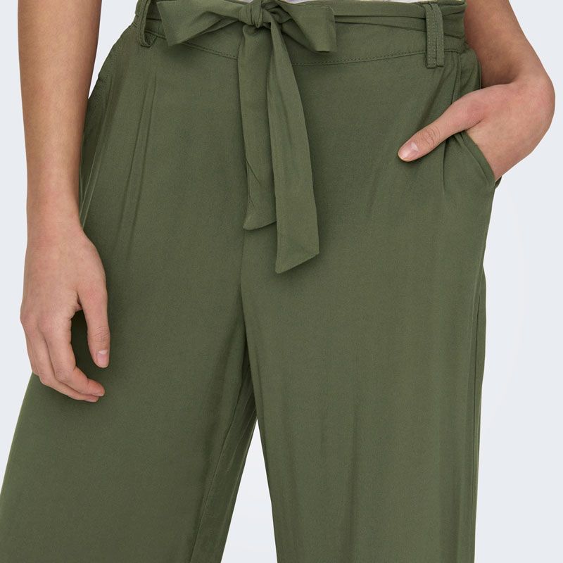 Pantalon palazzo avec ceinture noir Femme ONLY