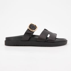 Mules Un Lundi D'Été En Cuir Vert - Taille 37, Motif Reptile, Portées Une Seule Journée