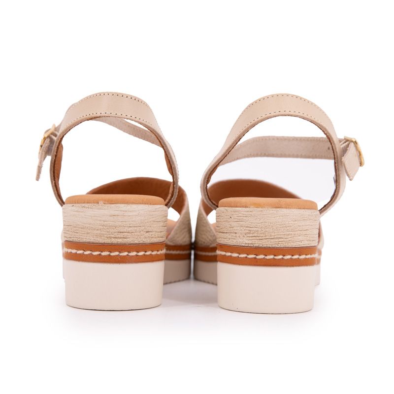 Sandales compensées marron à motif Femme BIOSTOCK Sandales compensées marron à motif Femme BIOSTOCK