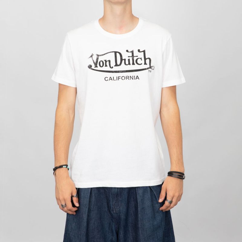Tee shirt blanc vd/1/tr/log1/w Homme VON DUTCH