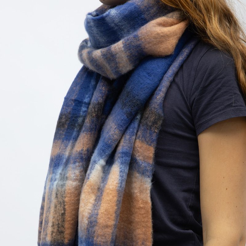 Echarpe à franges carreaux douce avec laine 40x210 cm Femme GERARD PASQUIER