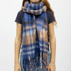 Echarpe à franges carreaux douce avec laine 40x210 cm Femme GERARD PASQUIER