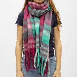 Echarpe à franges carreaux douce avec laine 40x210 cm Femme GERARD PASQUIER
