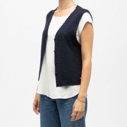 Gilet sans manches bleu marine monica maille crocheté Femme LA PETITE ETOILE Gilet sans manches bleu marine monica maille crocheté Femme LA PETITE ETOILE