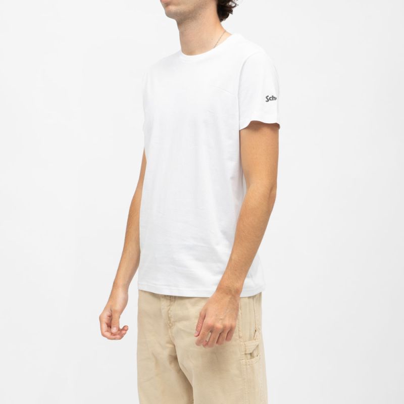 Tee shirt blanc col rond basic Homme SCHOTT