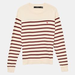 Pull marinière dory avec coeur brodé rouge col rond Femme VERO MODA