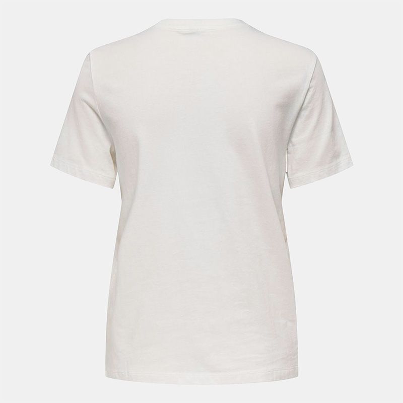 Tee shirt basique blanc hariettte impression léopard Femme ONLY