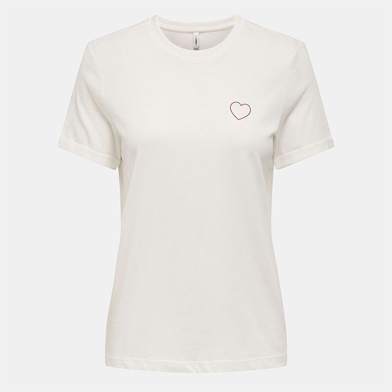 Tee shirt Tenna col rond coton imprimé coeur regular Femme ONLY