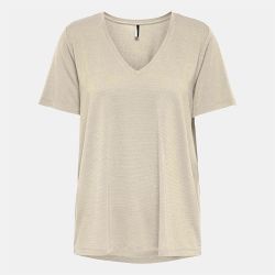 Tee shirt col V à pailettes Harly Femme ONLY Tee shirt col V à pailettes Harly Femme ONLY