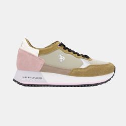 Baskets rose pastel kaki touche d'argenté Femme US POLO