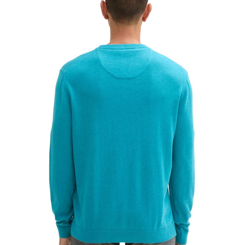 Pull turquoise blue melange 1039805055 Homme TOM TAILOR