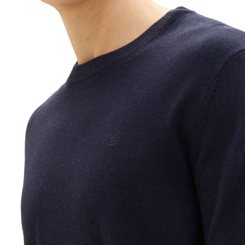 Pull turquoise blue melange 1039805055 Homme TOM TAILOR