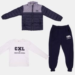 Ensemble doudoune grise jogging et tee shirt manches longues Garçon CXL BY CHRISTIAN LACROIX