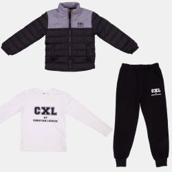 Ensemble doudoune grise jogging et tee shirt manches longues Garçon CXL BY CHRISTIAN LACROIX