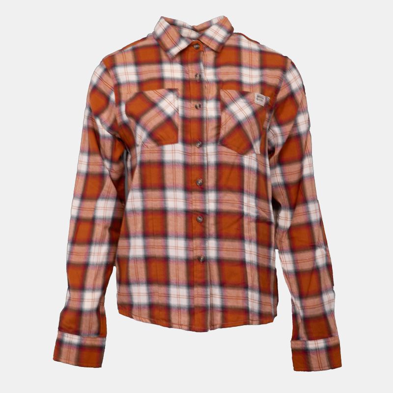 Chemise à carreaux coton Austin orange Femme AMERICAN PEOPLE