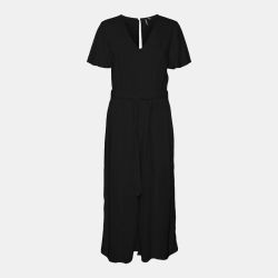 Combinaison manches courtes col en v noir avec ceinture Femme VERO MODA