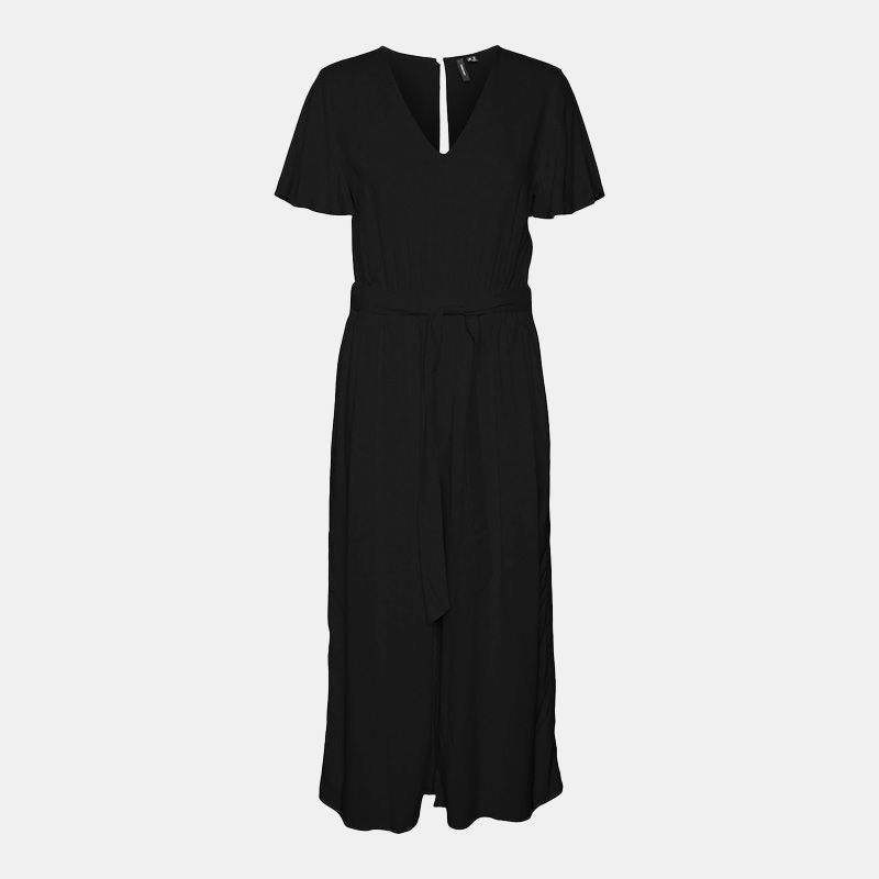 Combinaison manches courtes col en v noir avec ceinture Femme VERO MODA