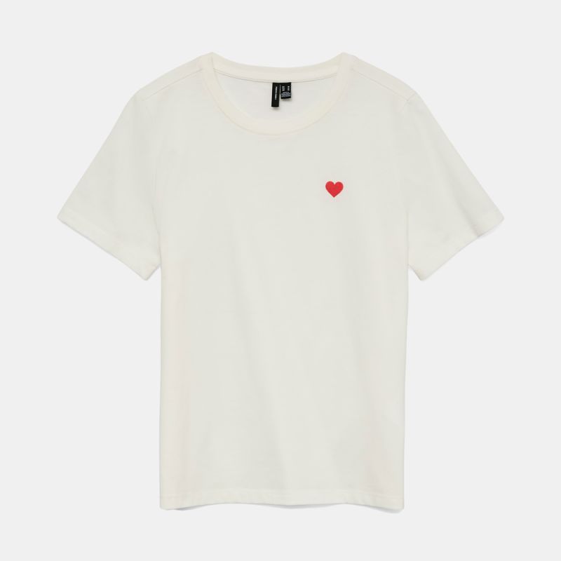 Tee shirt bright white vmfolina 10340765 4457 Femme VERO MODA