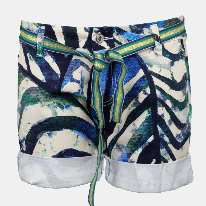 Short unbleached motif palmier avec ceinture brillante Femme PLEASE