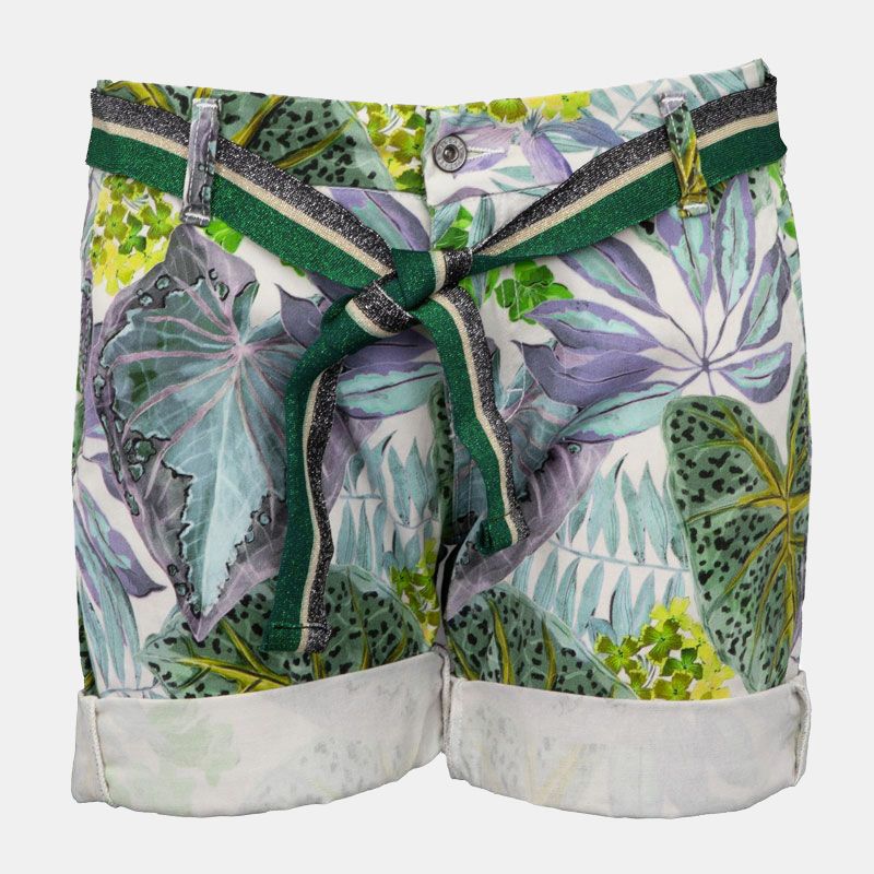 Short avec ceinture à revers imprimé plantes tropicales Femme PLEASE