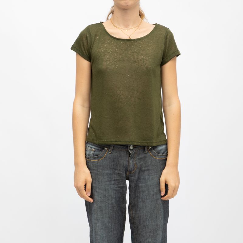 TEE SHIRT MC GLITTER BLACK P118W