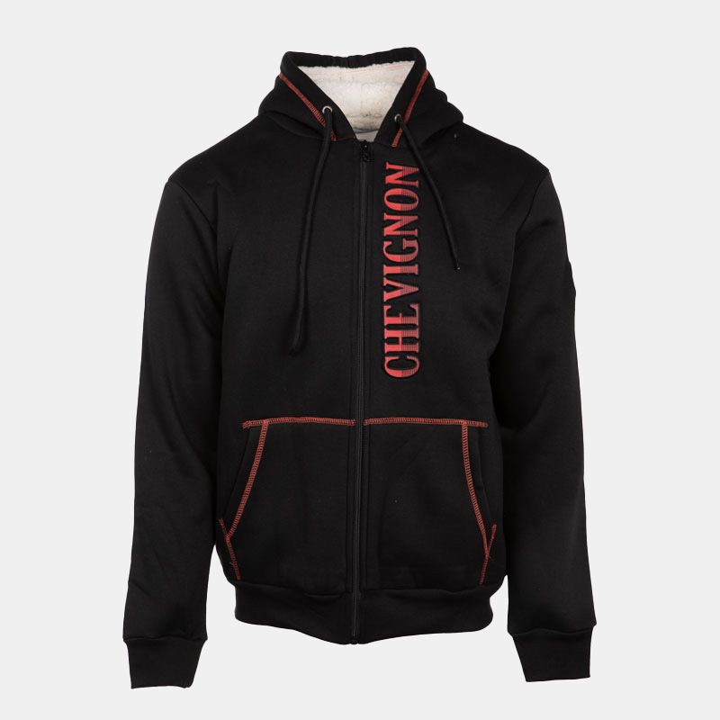 Sweat zippé à capuche fourrée surpiqures colorées Homme CHEVIGNON