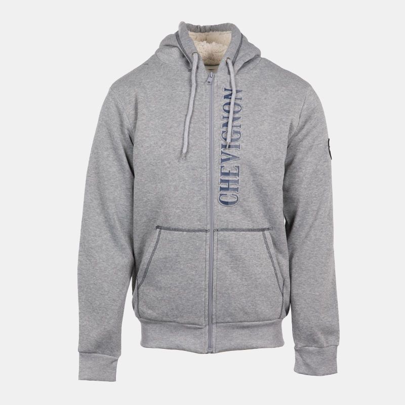 Sweat zippé à capuche fourrée surpiqures colorées Homme CHEVIGNON